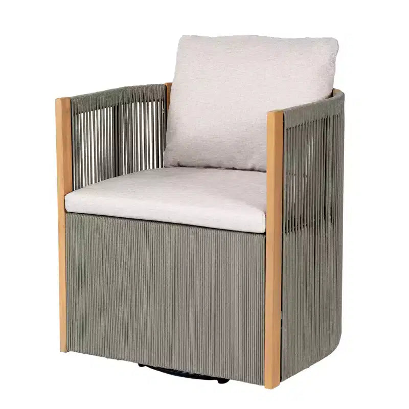 Christopher Knight Home Carter Patio Modern Acacia Wood 5-Piece Outdoor Dining Set with Rectangular Table and 4 Rope Swivel Chairs