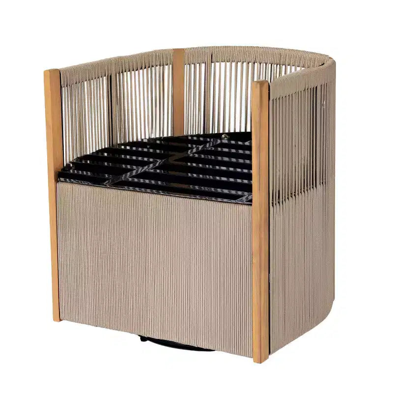 Christopher Knight Home Carter Patio Modern Acacia Wood 5-Piece Outdoor Dining Set with Rectangular Table and 4 Rope Swivel Chairs