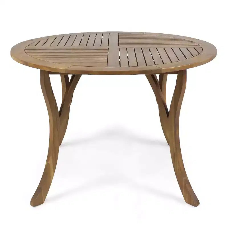 Christopher Knight Home Everett Patio Modern Acacia Wood 5-Piece Outdoor Dining Set with Round Table and 4 Rope Swivel Chairs