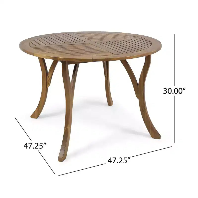 Christopher Knight Home Everett Patio Modern Acacia Wood 5-Piece Outdoor Dining Set with Round Table and 4 Rope Swivel Chairs