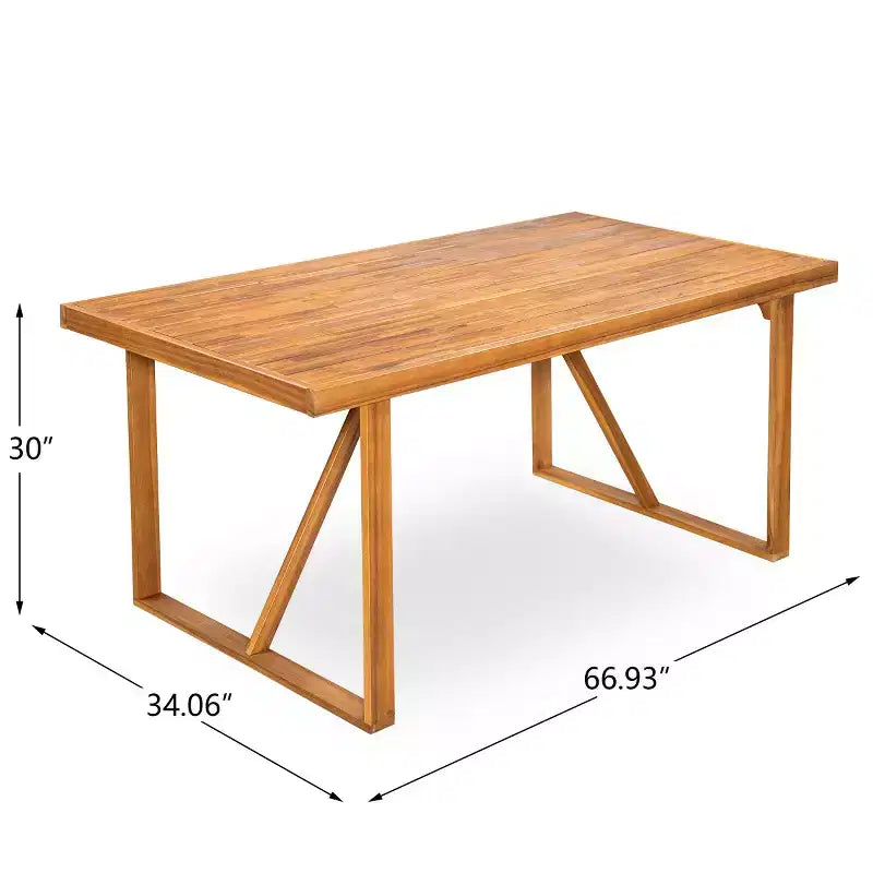 7-Piece Acacia Wood Outdoor Dining Set, Modern Rectangular Table with 6 Cushioned Chairs for Patio, Backyard, Deck, and Poolside-Panipeachy