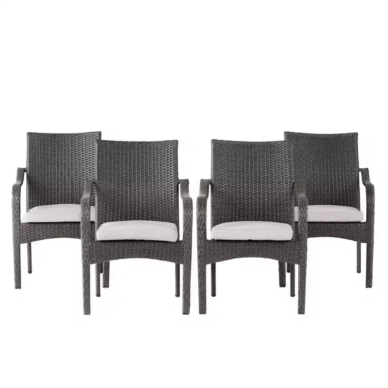 Christopher Knight Home Jose Modern 5 Piece Patio Iron Chairs with PE Rattan Design and Acacia Dining Table Set
