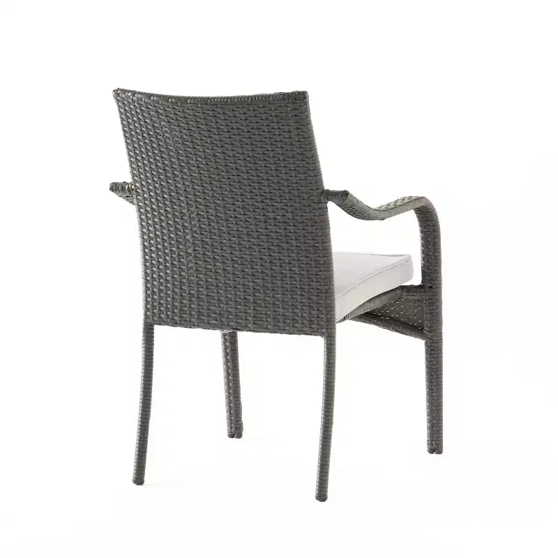 Christopher Knight Home Jose Modern 5 Piece Patio Iron Chairs with PE Rattan Design and Acacia Dining Table Set