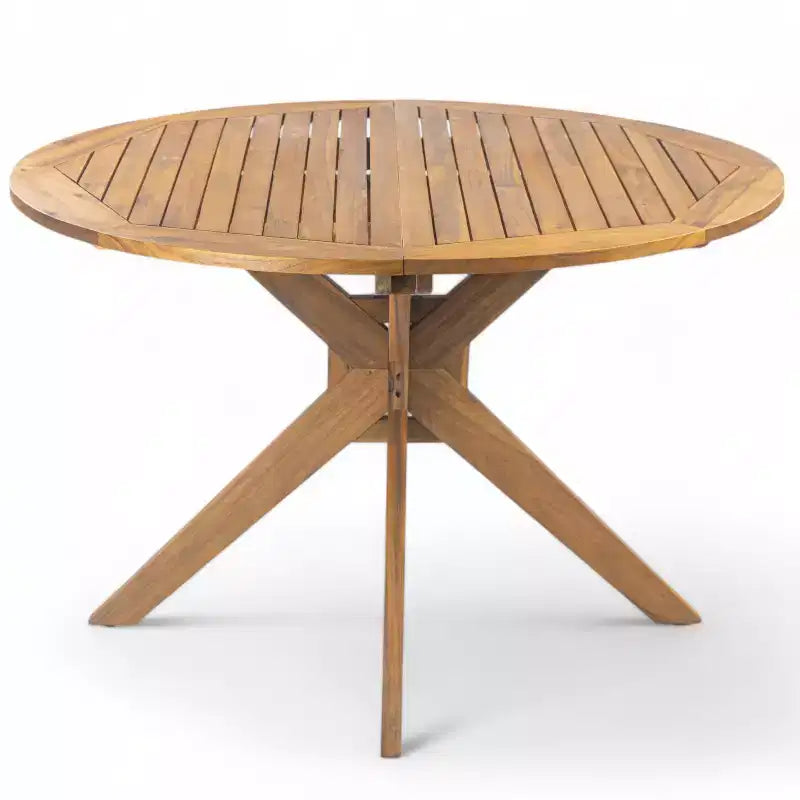 Christopher Knight Home Lucian 5 Piece Patio Farmhouse Acacia Wood Wicker Dining Set with Cushions and Slatted Table