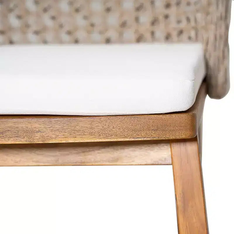 Christopher Knight Home Priya Modern 7 Piece Acacia Patio Dining Chairs with Natural Wicker and Slatted Table