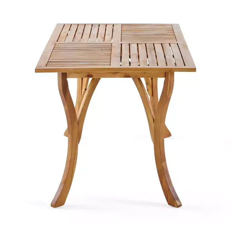 Christopher Knight Home Priya Modern 7 Piece Acacia Patio Dining Chairs with Natural Wicker and Slatted Table