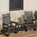 HDPE Rocking Chair Outdoor Set of 2 with Side Table - Poly High Back Porch Rocker Chairs for Adults - All Weather Resistant Furniture for Patio