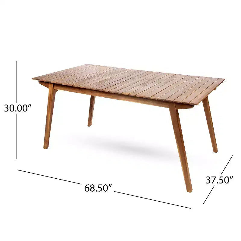 Christopher Knight Home Alessandro Modern 7 Piece Acacia Wood Dining Table Set with Slatted Design