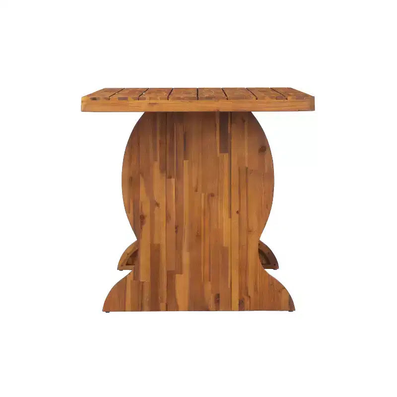Christopher Knight Home Lorenzo Modern 7 Piece Acacia Wood Dining Table Set with Slatted Design and Fishtail-Shaped Legs