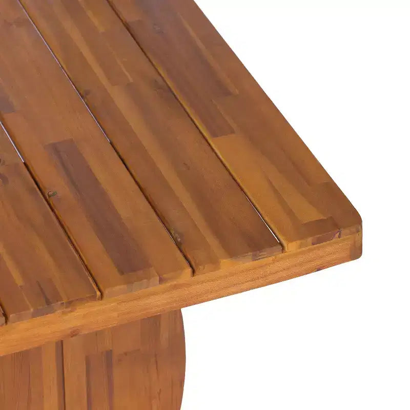 Christopher Knight Home Lorenzo Modern 7 Piece Acacia Wood Dining Table Set with Slatted Design and Fishtail-Shaped Legs