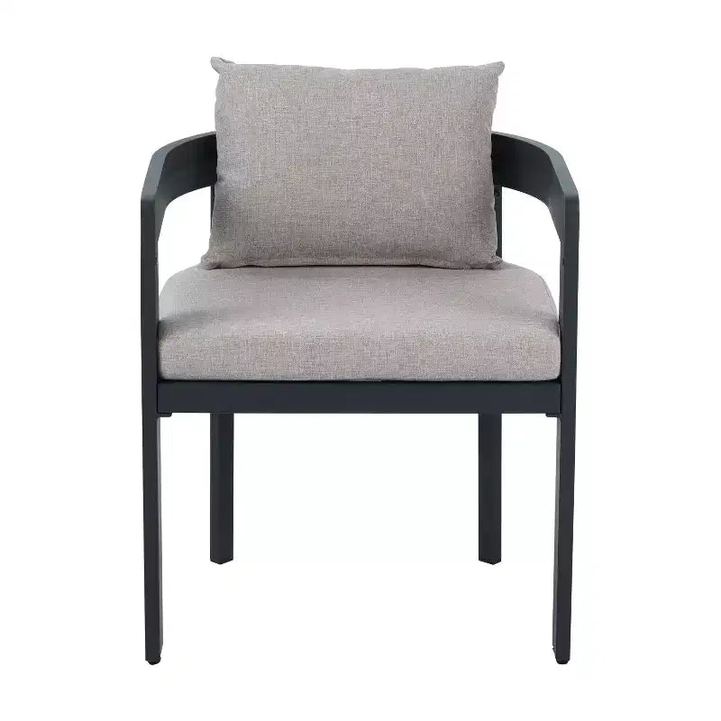 Christopher Knight Home Elko Modern 7 Piece Outdoor Acacia Wood Slatted Dining Table with Aluminum Chairs and Cushions