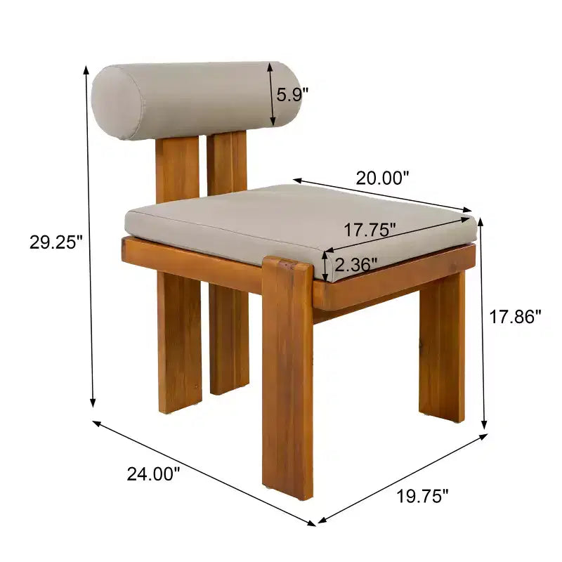 Christopher Knight Home Lucia Modern 7 Piece Patio Acacia Upholstered Dining Set with Round Back and Slatted Table