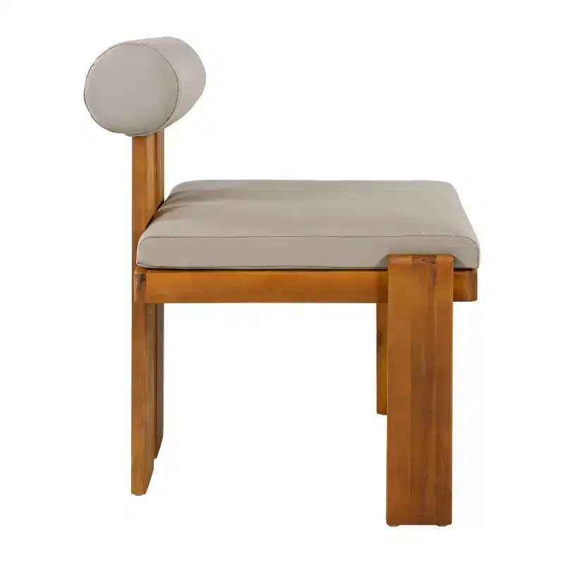 Christopher Knight Home Lucia Modern 7 Piece Patio Acacia Upholstered Dining Set with Round Back and Slatted Table