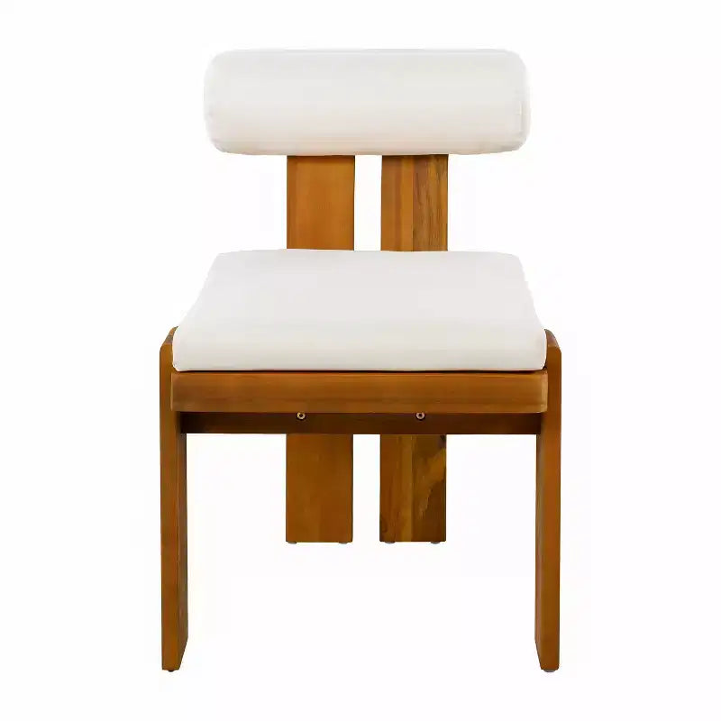 Christopher Knight Home Lucia Modern 7 Piece Patio Acacia Upholstered Dining Set with Round Back and Slatted Table