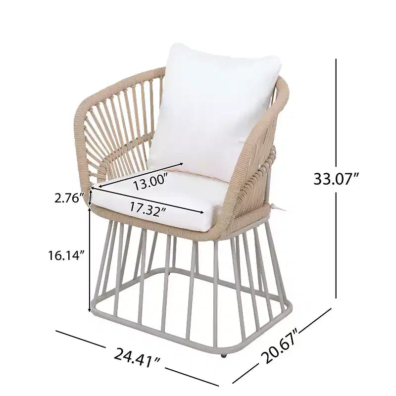 Christopher Knight Home David Patio Modern Steel 5-Piece Dining Set Wood-Top Table and 4 Woven Wicker Chairs