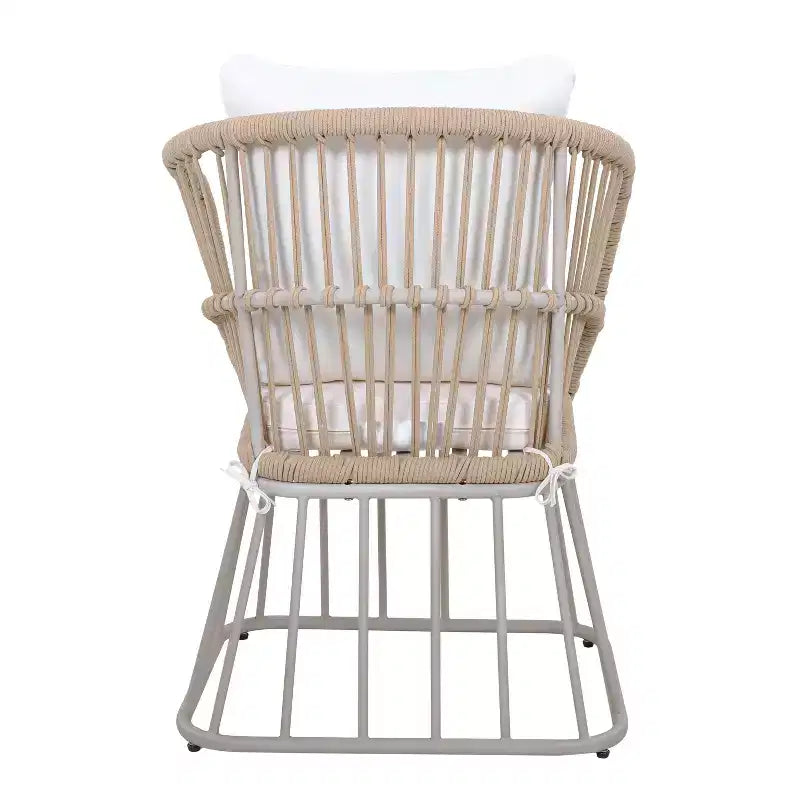 Christopher Knight Home David Patio Modern Steel 5-Piece Dining Set Wood-Top Table and 4 Woven Wicker Chairs