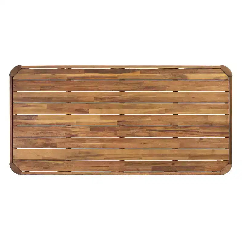 Christopher Knight Home Bao Modern 2 Piece Acacia Wood Patio Dining Set with Slatted Design