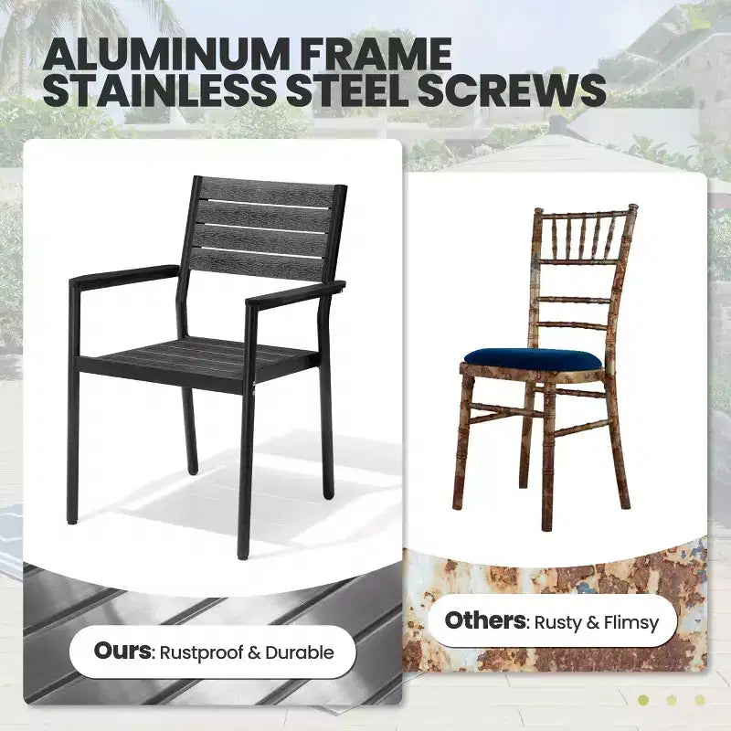 Crestlive Products Outdoor 11pcs Patio Dining Set Stackable Armchairs Wood Like Table With Umbrella Hole For Large Gatherings