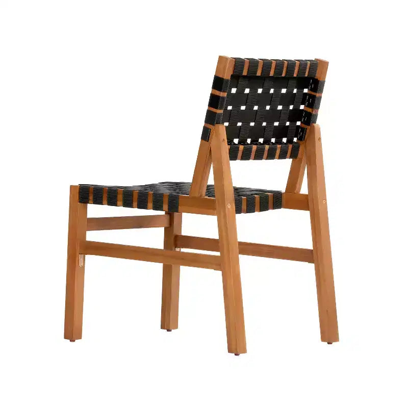 Christopher Knight Home Prem Modern 5 Piece Acacia Wood Patio Dining Set with PE Woven Rope and Slatted Table