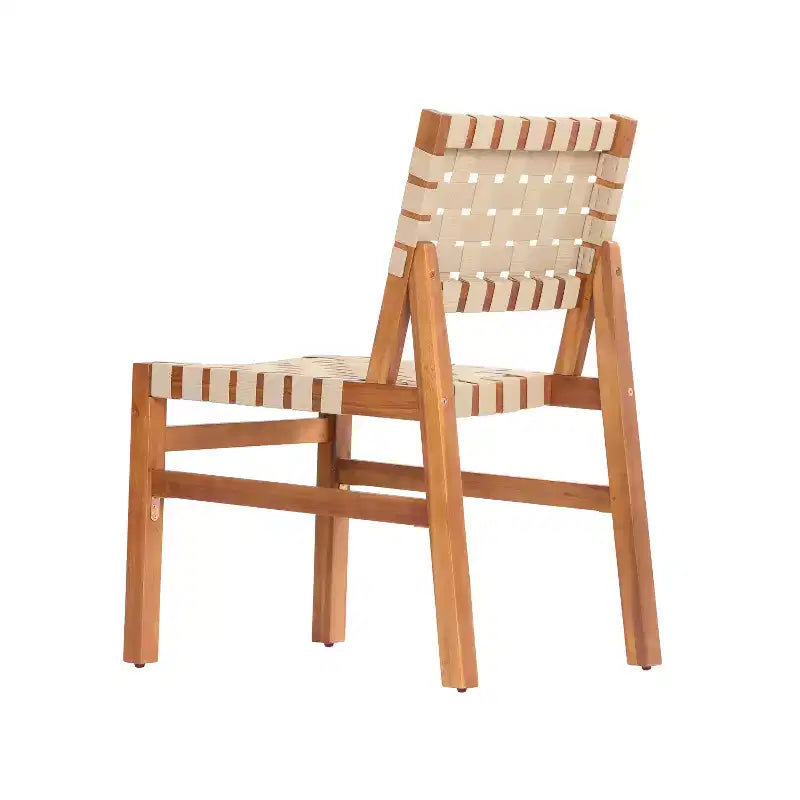 Christopher Knight Home Prem Modern 5 Piece Acacia Wood Patio Dining Set with PE Woven Rope and Slatted Table