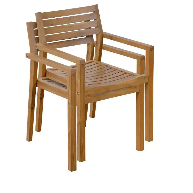 5-Piece Outdoor Acacia Wood Patio Dining Set for 4, Slatted Top Round Table and 4 Chairs, Backyard Furniture for Deck, Poolside-Panipeachy