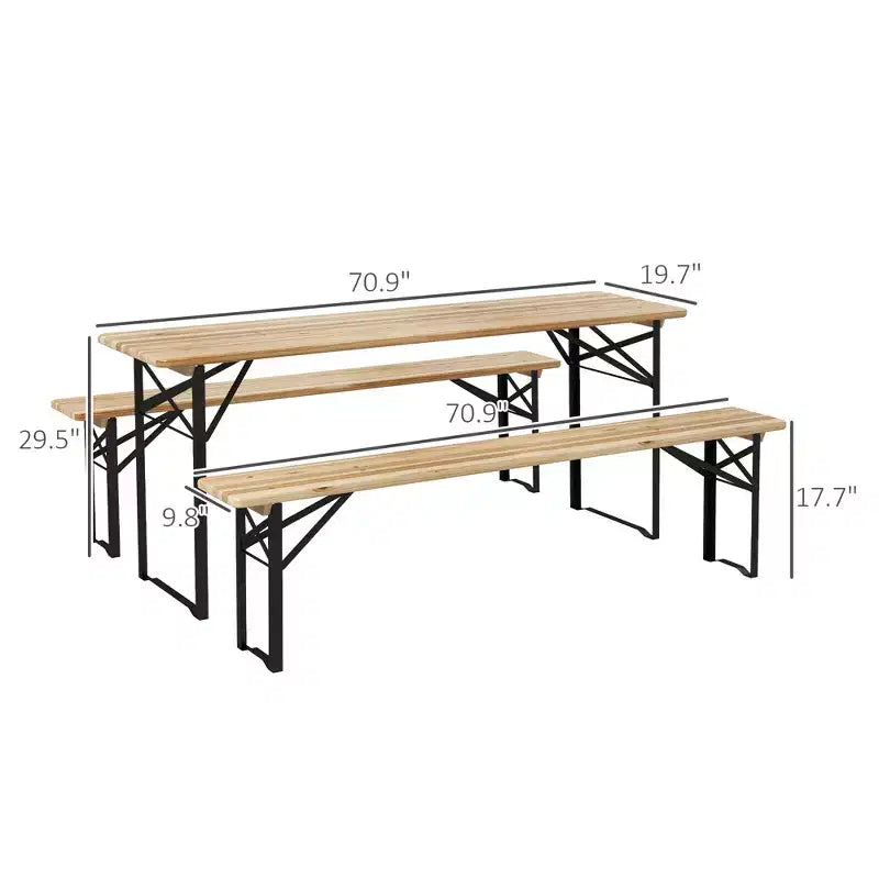 6' Portable Picnic Table and Bench Set, Outdoor Wooden Folding Camping Dining Table for Patio Garden Activities