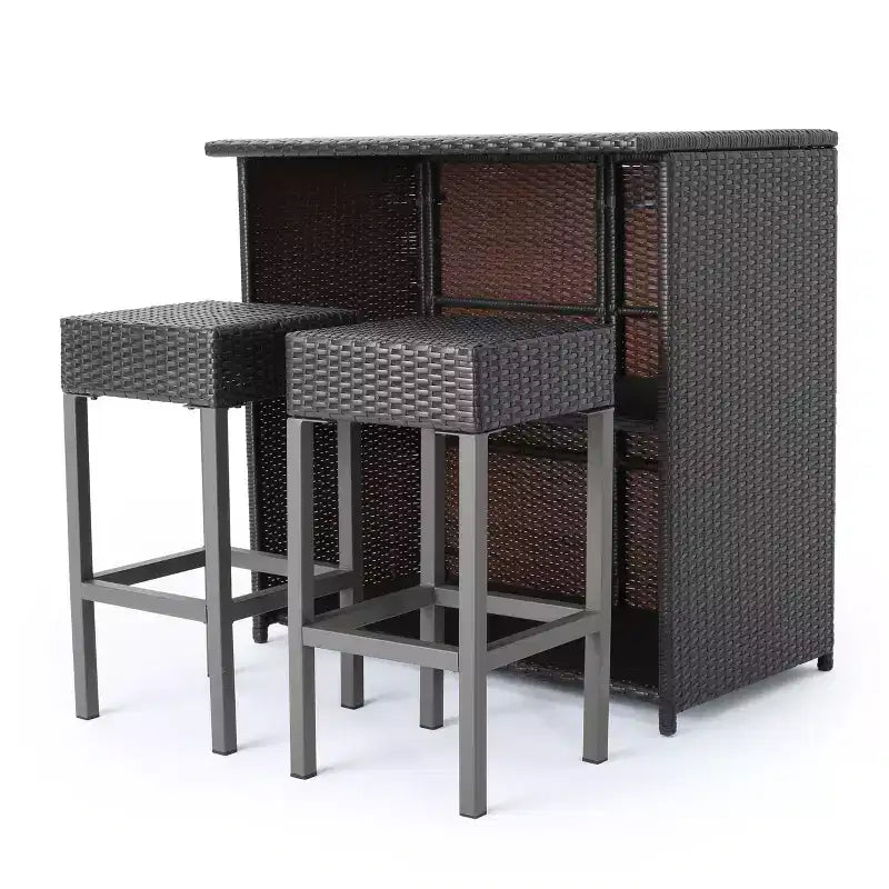 Christopher Knight Home Toronto 3 Piece Patio Traditional Rattan Bar Set