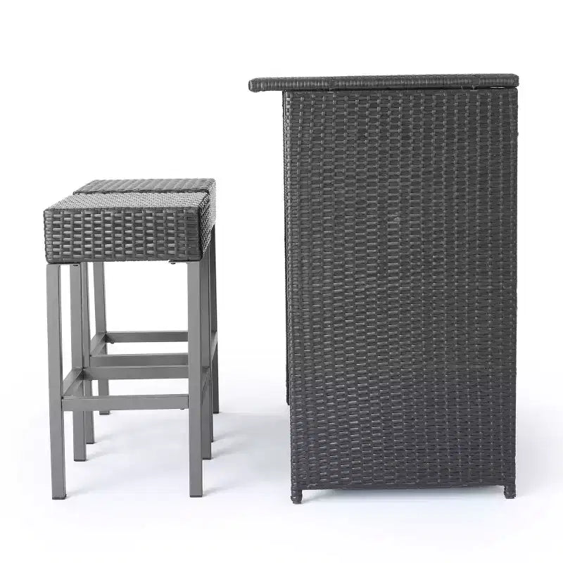 Christopher Knight Home Toronto 3 Piece Patio Traditional Rattan Bar Set