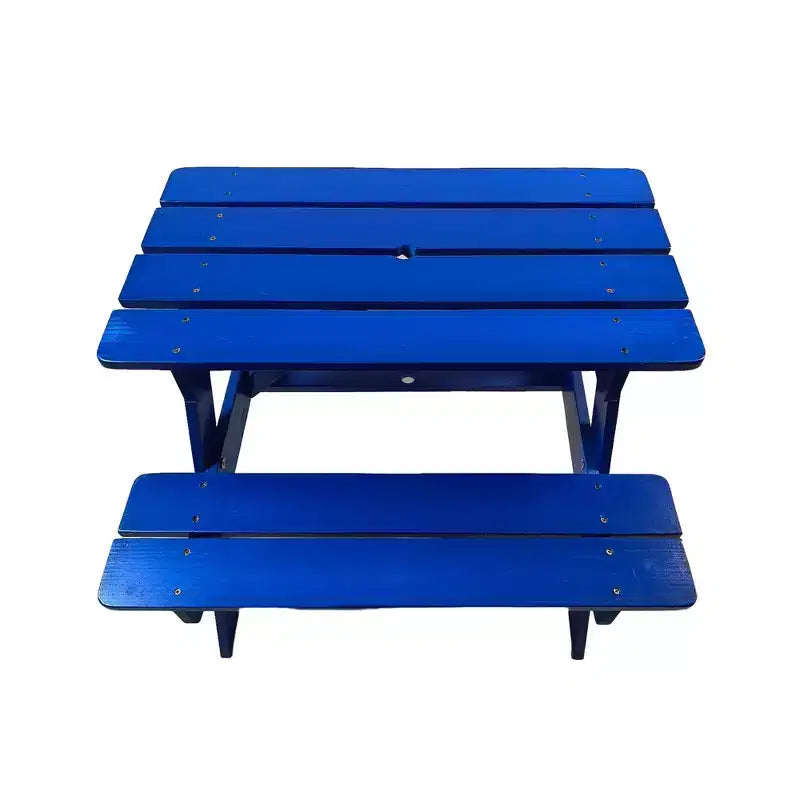 Kids Wooden Picnic Table and Bench Set, Children's Outdoor Dining Table and Chairs, Blue Patio Table for Eating, Drawing, Crafts and Play