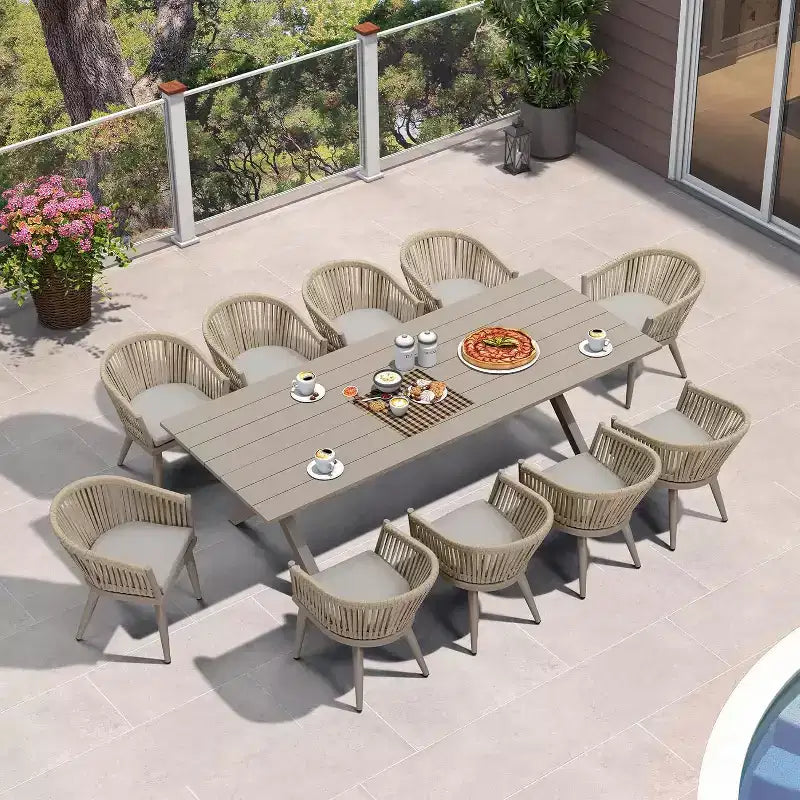 PURPLE LEAF Outdoor Dining Set with Patio Aluminium Dining Table and Wicker Rattan Chairs