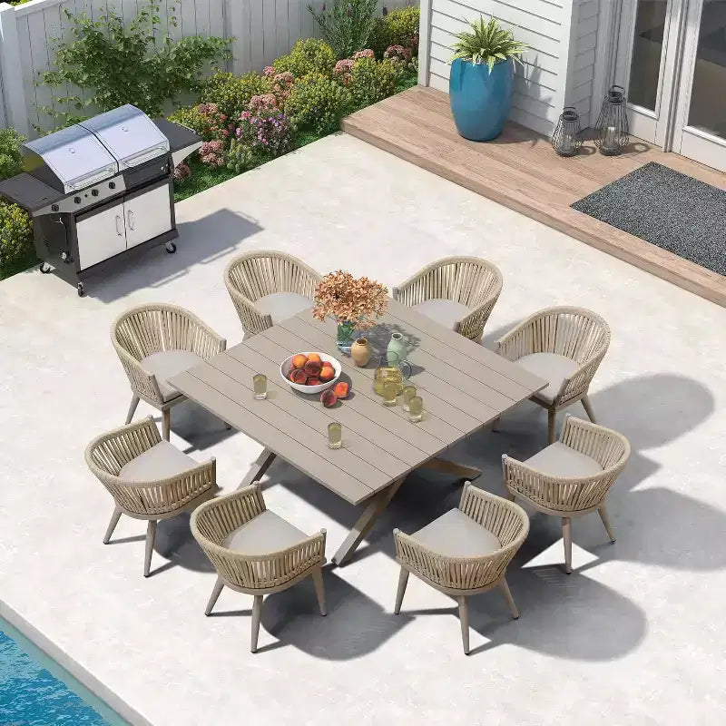 PURPLE LEAF Outdoor Dining Set with Patio Aluminium Dining Table and Wicker Rattan Chairs