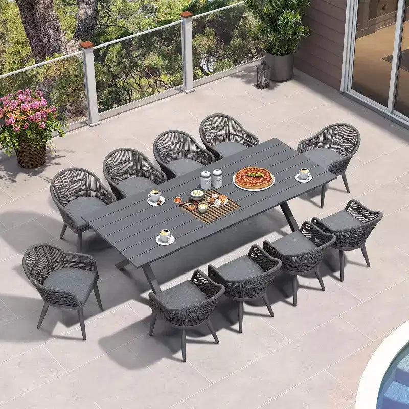 PURPLE LEAF Outdoor Dining Set with Patio Aluminium Dining Table and Wicker Rattan Chairs