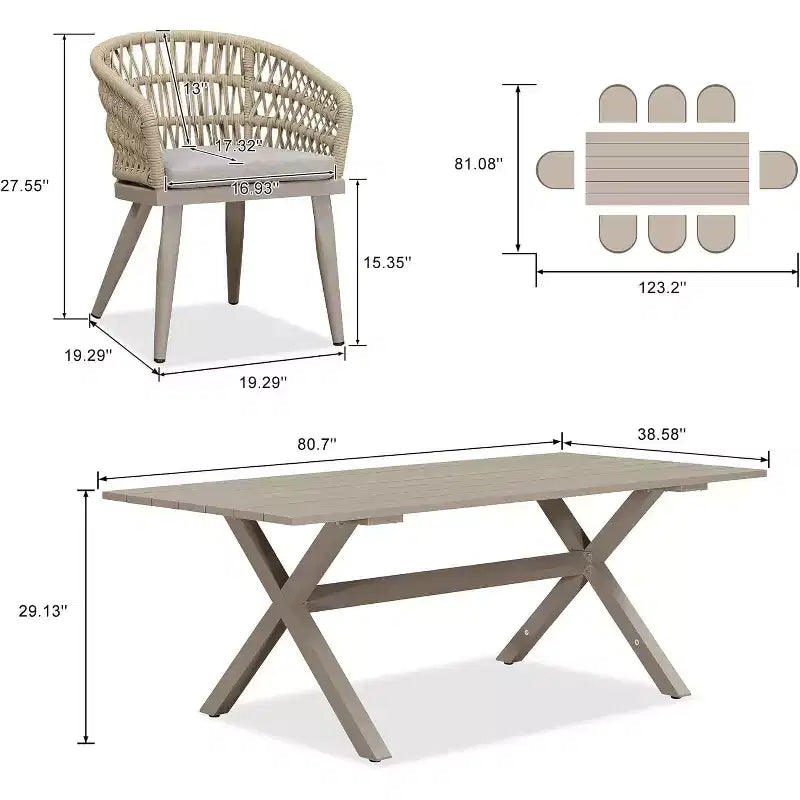 PURPLE LEAF Outdoor Dining Set All-Weather PE Rattan Outdoor Patio Furniture Set