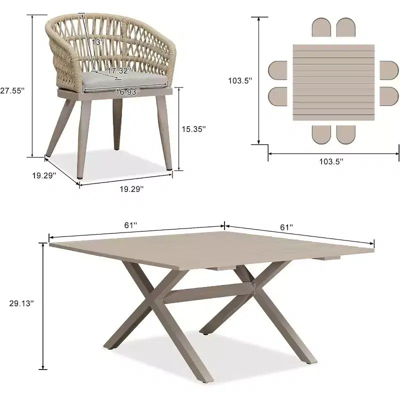 PURPLE LEAF Outdoor Dining Set All-Weather PE Rattan Outdoor Patio Furniture Set