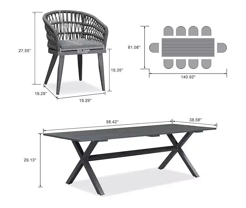 PURPLE LEAF Outdoor Dining Set All-Weather PE Rattan Outdoor Patio Furniture Set