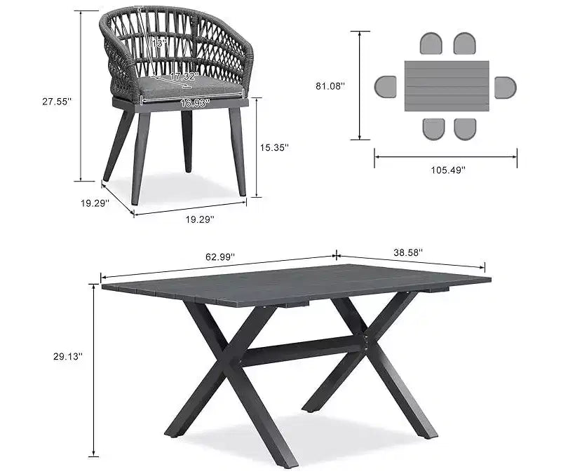 PURPLE LEAF Outdoor Dining Set All-Weather PE Rattan Outdoor Patio Furniture Set