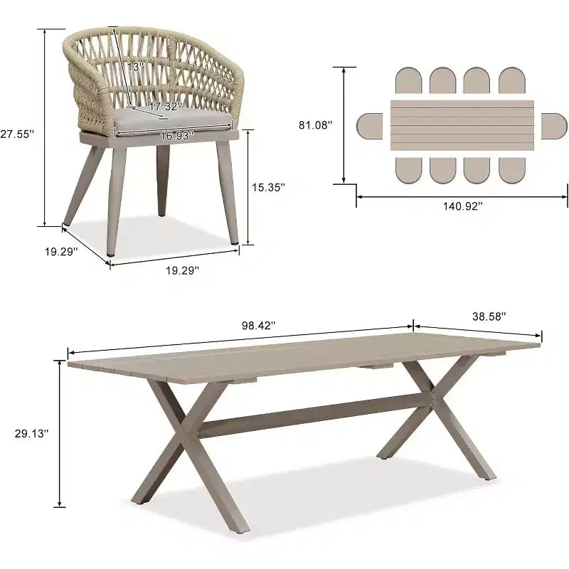 PURPLE LEAF Outdoor Dining Set All-Weather PE Rattan Outdoor Patio Furniture Set