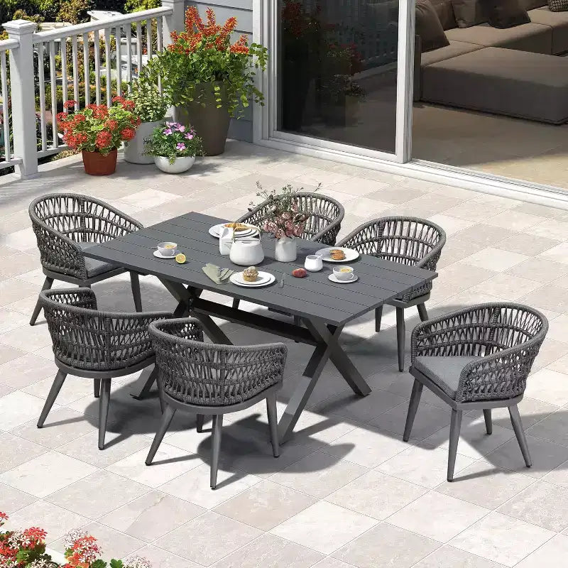 PURPLE LEAF Outdoor Dining Set All-Weather PE Rattan Outdoor Patio Furniture Set