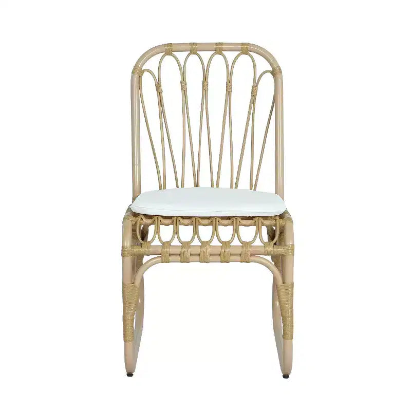 Christopher Knight Home Camille Boho 5 Piece Patio Acacia Wood Rattan Dining Set with Cushions