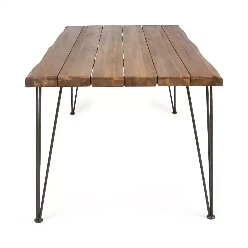 Christopher Knight Home Liz Transitional 7 Piece Outdoor Acacia Wood Slatted Dining Table with Rattan Cushioned Chairs