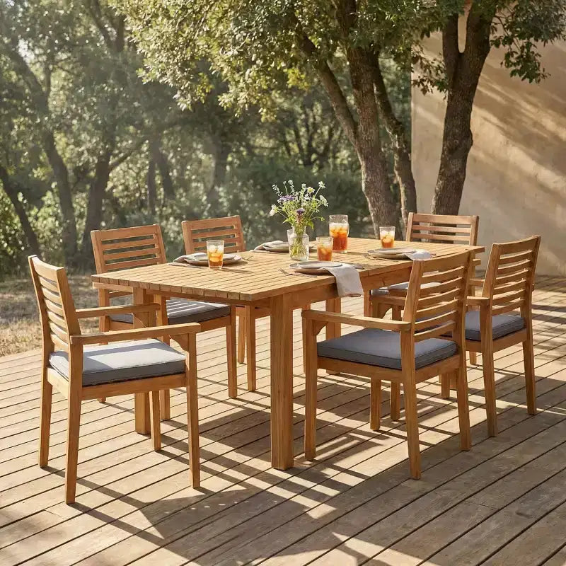Christopher Knight Home Doris 7 Piece Rustic Patio Acacia Wood Dining Set with Expandable Table
