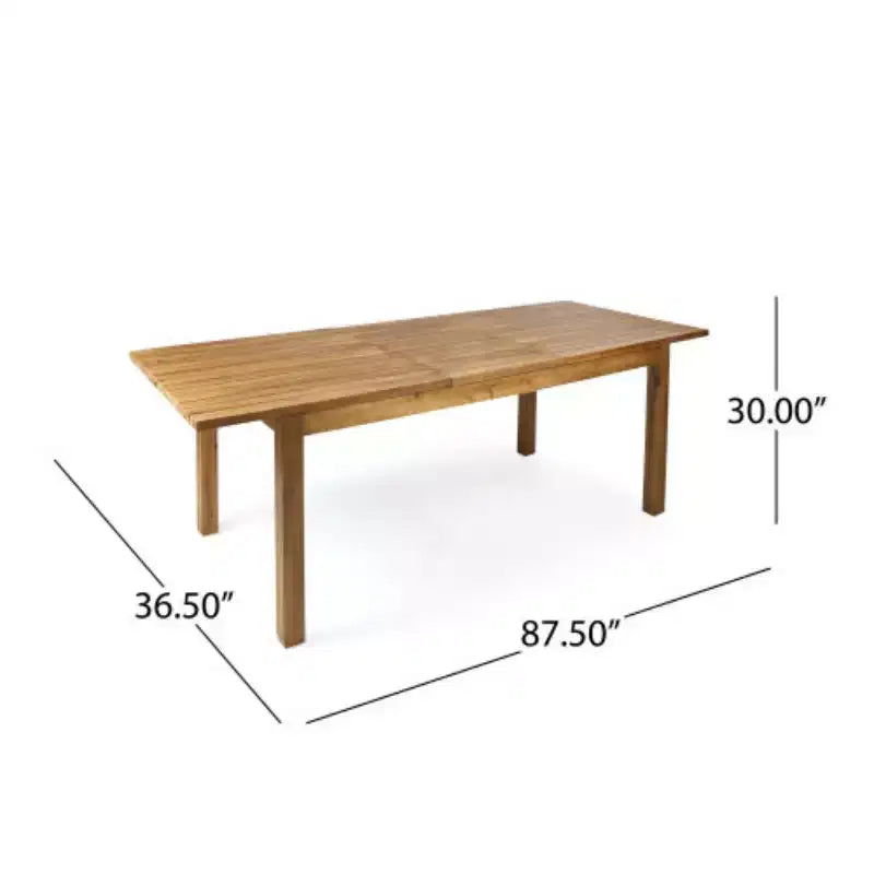 7PCS Outdoor Patio Dining Set, Acacia Wood Extendable Dining Table with 6 Cushioned Chairs, Outdoor Dining Furniture for Backyard-Panipeachy