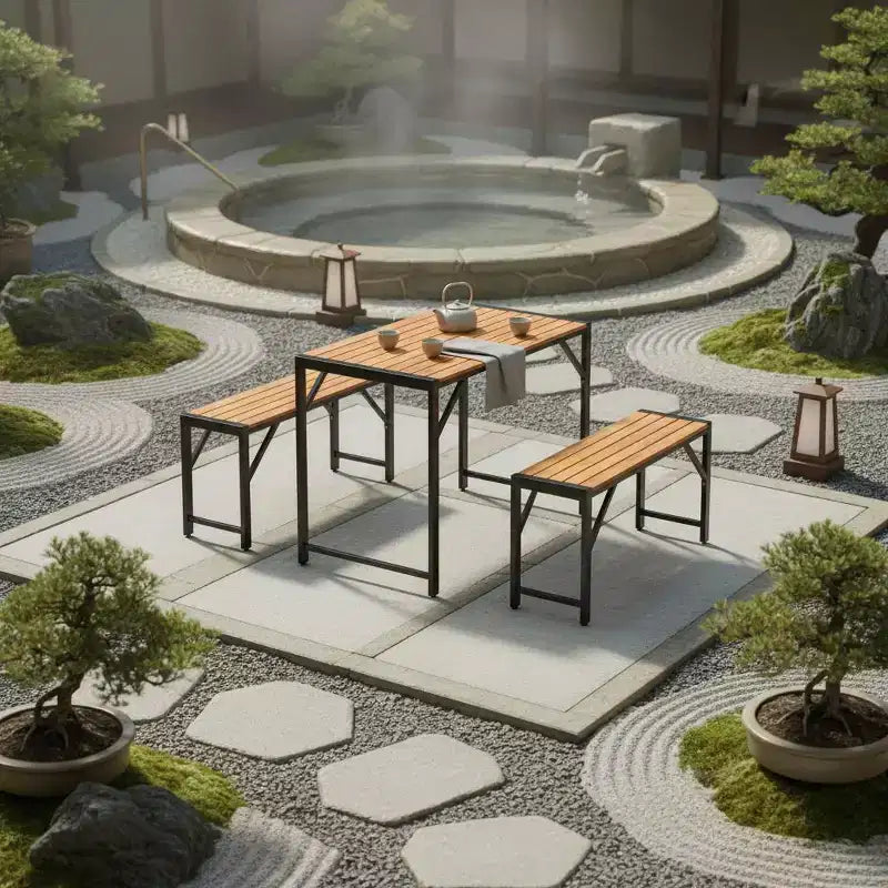 Gymax 3-Piece Outdoor Dining Set for 4 Featuring Wood Picnic Table & 2 Benches for Patios and Gardens
