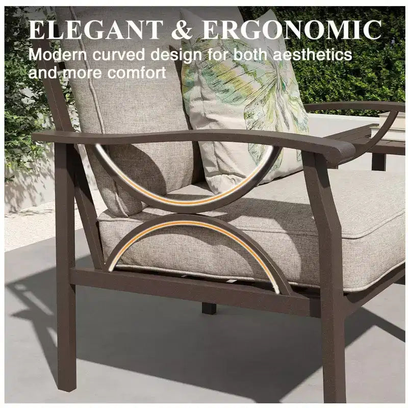 2 Piece Outdoor Patio Set, 70 Inches All-Weather Metal 3-Seat Metal Patio Sofa and Rectangular coffee Table