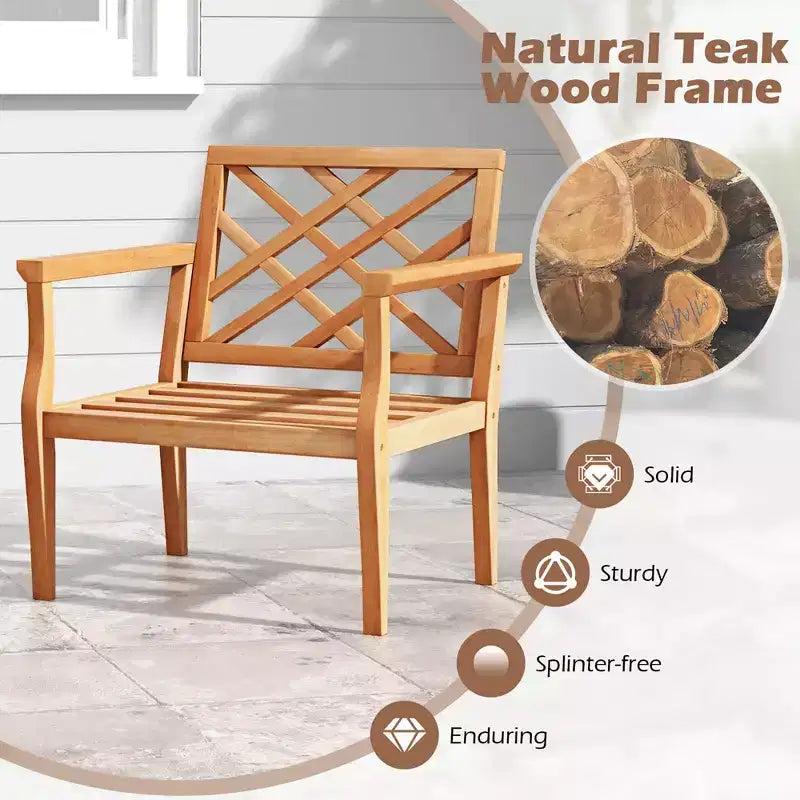 Costway 3PCS Patio Dining Set End Table & Chiars Set of 2 w/ Cozy Backrest Solid Legs