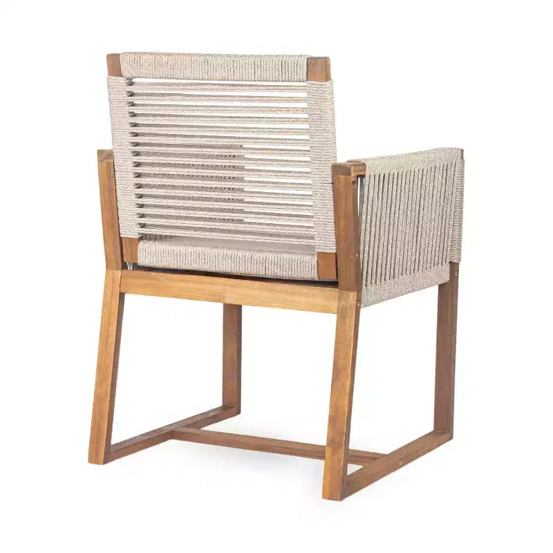 Christopher Knight Home Thrinot Modern 7 Piece Patio Acacia Dining Set with Slatted Table and Rope Design