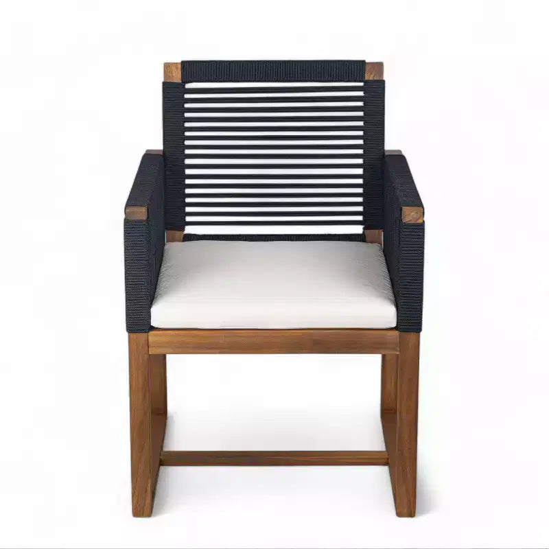 Christopher Knight Home Thrinot Modern 7 Piece Patio Acacia Dining Set with Slatted Table and Rope Design