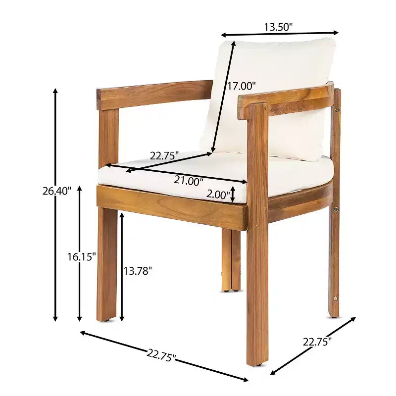 Christopher Knight Home Gruneo Modern 7 Piece Patio Acacia Dining Set with Cushion and Slatted Design