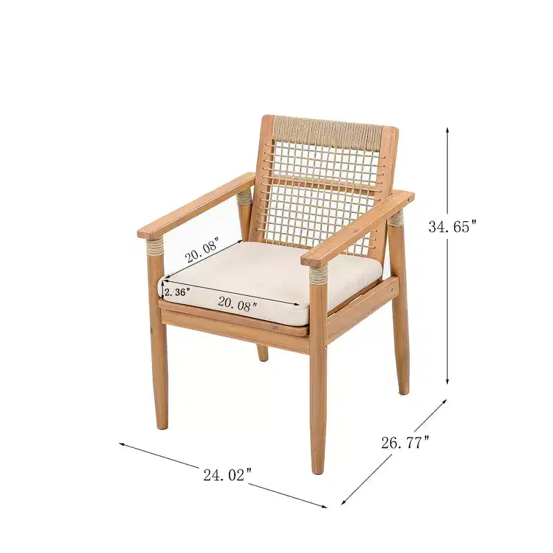 Christopher Knight Home Bryan Modern 7 Piece Patio Acacia Dining Set with Slatted Table and Rope Design