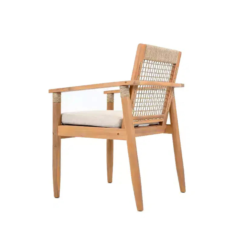 Christopher Knight Home Bryan Modern 7 Piece Patio Acacia Dining Set with Slatted Table and Rope Design
